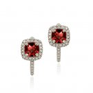 Garnet & Diamond Accent Huggie Earrings EBR13127G