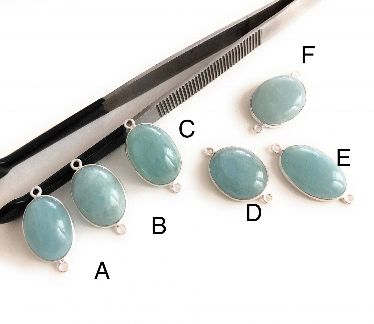Gemstone Connectors; Silver Connectors; AquamaJewelry Making Natural Gemstone DIY F - 27x16x5