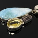 Gemstone Pendant - Larimar;Bohemian Jewelry Larimar Pendant Sterling Silver Jewelry Default Title