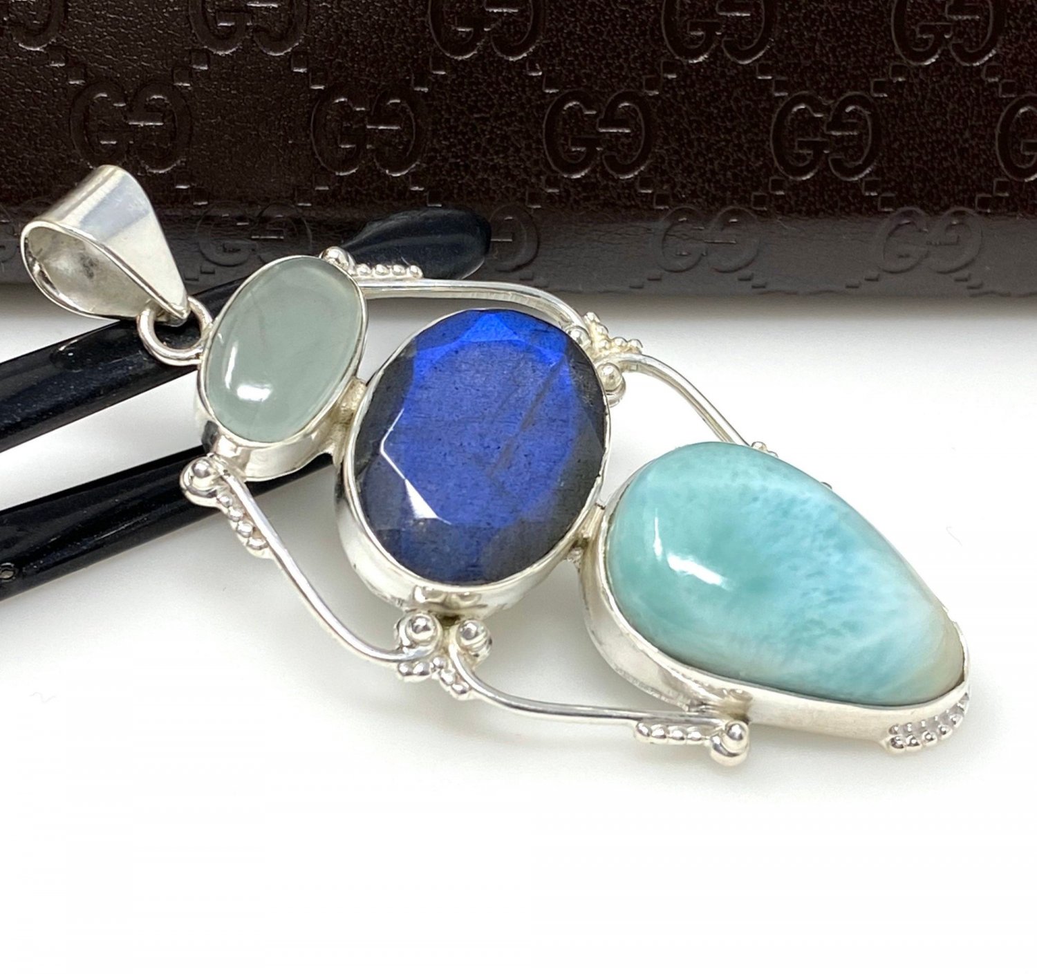 Gemstone Pendant Wire Wrapped Pendant Silver Jewelry Gifts for Her Bohemian Jewelry Default Title