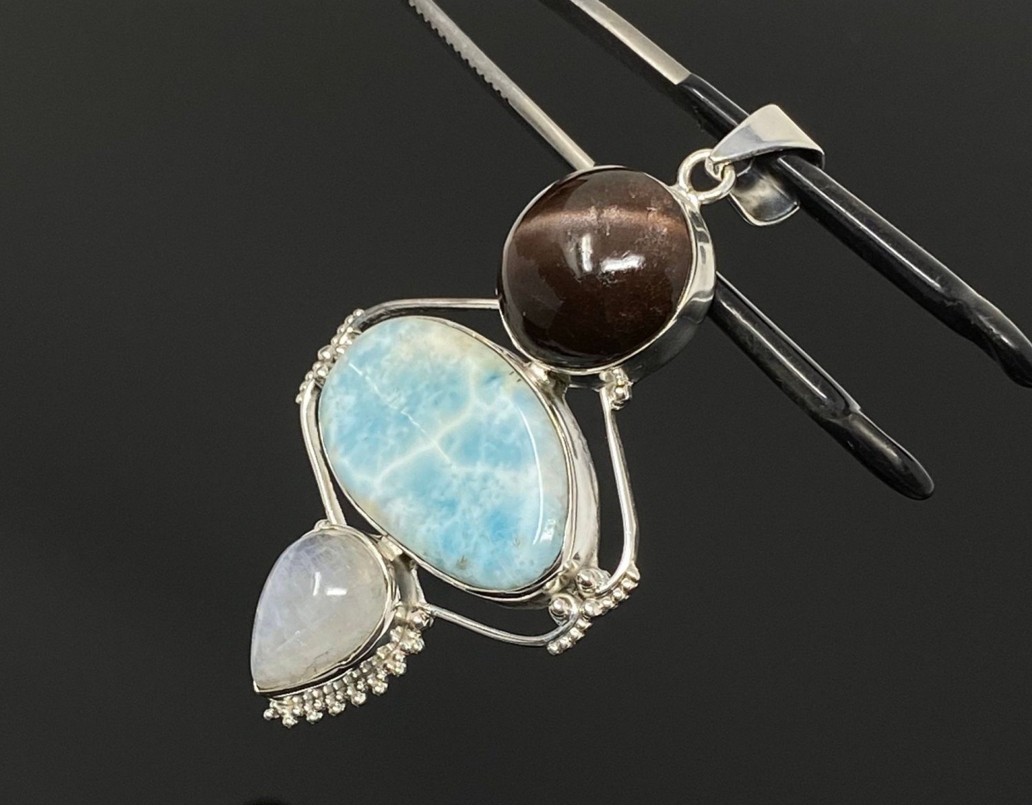 Gemstone Pendant Wire Wrapped Pendant Silver Jewelry Gifts for Her Bohemian Jewelry Default Title
