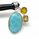 Gemstone Pendant - Larimar;Bohemian Jewelry Larimar Pendant Sterling Silver Jewelry Default Title