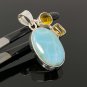 Gemstone Pendant - Larimar;Bohemian Jewelry Larimar Pendant Sterling Silver Jewelry Default Title