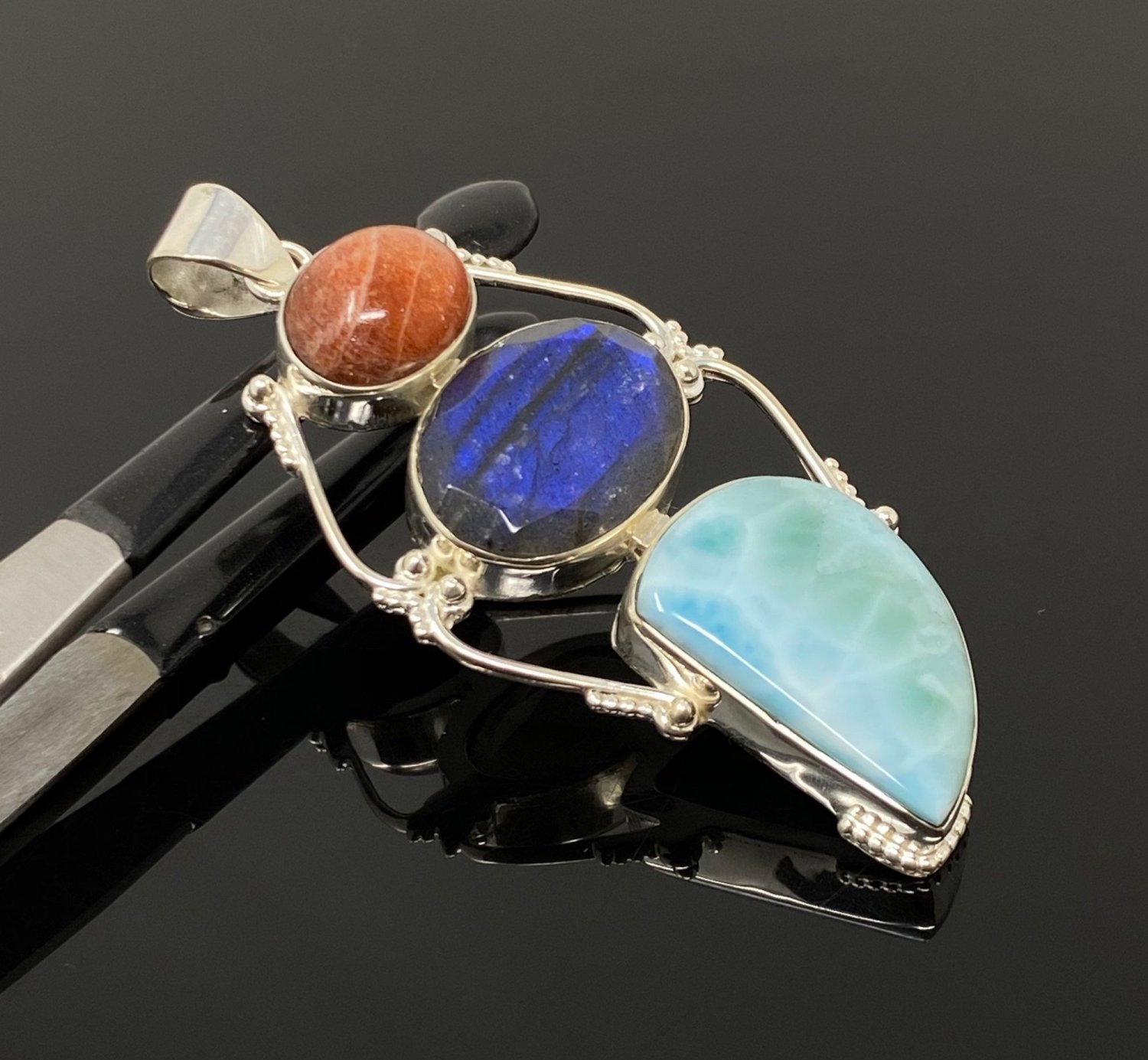 Gemstone Pendant Wire Wrapped Pendant Silver Jewelry Gifts for Her Bohemian Jewelry Default Title