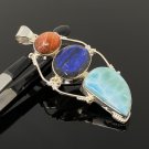 Gemstone Pendant Wire Wrapped Pendant Silver Jewelry Gifts for Her Bohemian Jewelry Default Title