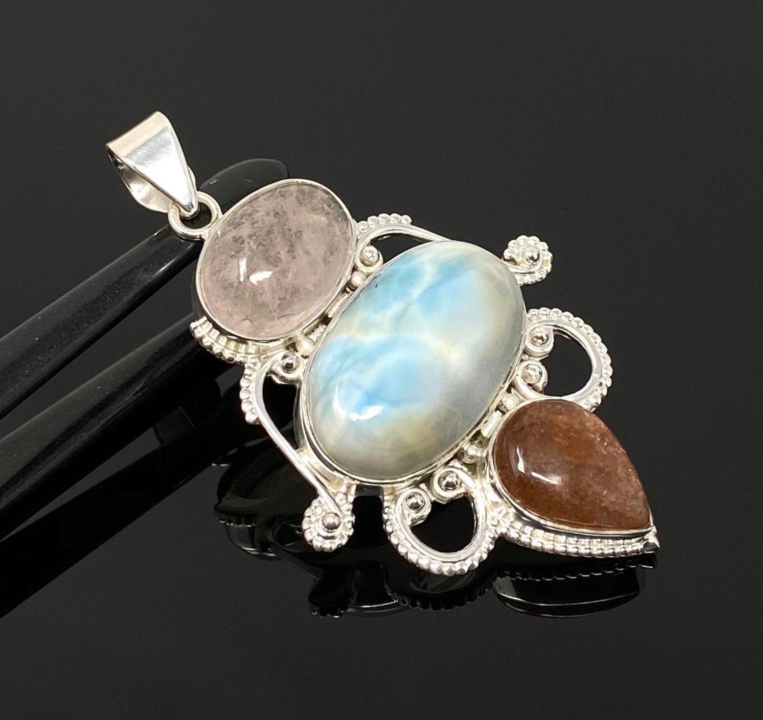 Gemstone Pendant Wire Wrapped Pendant Silver Jewelry Gifts for Her Bohemian Jewelry Default Title