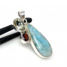 Gemstone Pendant - Larimar;Bohemian Jewelry Larimar Pendant Sterling Silver Jewelry Default Title