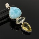Gemstone Pendant - Larimar;Bohemian Jewelry Larimar Pendant Sterling Silver Jewelry Default Title