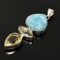 Gemstone Pendant - Larimar;Bohemian Jewelry Larimar Pendant Sterling Silver Jewelry Default Title