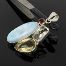 Gemstone Pendant - Larimar;Bohemian Jewelry Larimar Pendant Sterling Silver Jewelry Default Title