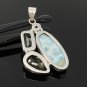 Gemstone Pendant - Larimar;Bohemian Jewelry Larimar Pendant Sterling Silver Jewelry Default Title