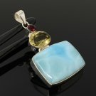 Gemstone Pendant - Larimar;Bohemian Jewelry Larimar Pendant Sterling Silver Jewelry Default Title