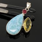 Gemstone Pendant - Larimar;Bohemian Jewelry Larimar Pendant Sterling Silver Jewelry Default Title
