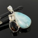 Gemstone Pendant - Larimar;Bohemian Jewelry Larimar Pendant Sterling Silver Jewelry Default Title
