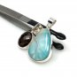 Gemstone Pendant - Larimar;Bohemian Jewelry Larimar Pendant Sterling Silver Jewelry Default Title