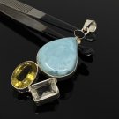 Gemstone Pendant - Larimar;Bohemian Jewelry Larimar Pendant Sterling Silver Jewelry Default Title