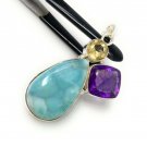 Gemstone Pendant - Larimar;Bohemian Jewelry Larimar Pendant Sterling Silver Jewelry Default Title