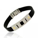 GENUINE 18K GOLD screw rubber steel shape BRACELET DAD BST9934