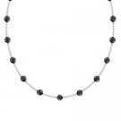 Genuine 4mm Hematite Stone Sterling Silver Bar & Bead Necklace N4116H