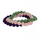 GENUINE AMETHYST QUARTZ 8MM BEAD STRETCH BRACELET SET! S9883