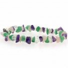 Genuine Amethyst, Aventurine, Rose Quartz, and Crystal Chip Bracelet B4714