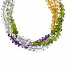 Genuine Amethyst, Peridot, Citrine, and Clear Crystal Chips Necklace N4351M