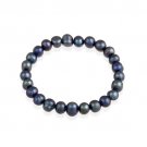 Genuine Freshwater Cultured 8x10mm Dark Blue Pearl Stretch Bracelet B11876M65