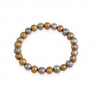 Genuine Freshwater Cultured 8x10mm Mixed Metals Multi Color Pearl Stretch Bracelet B11876M96