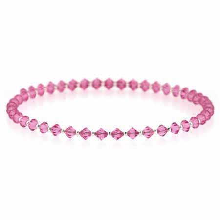 Genuine Fuschia Swarovski Elements and silver bead Choker Necklace N6057FCH