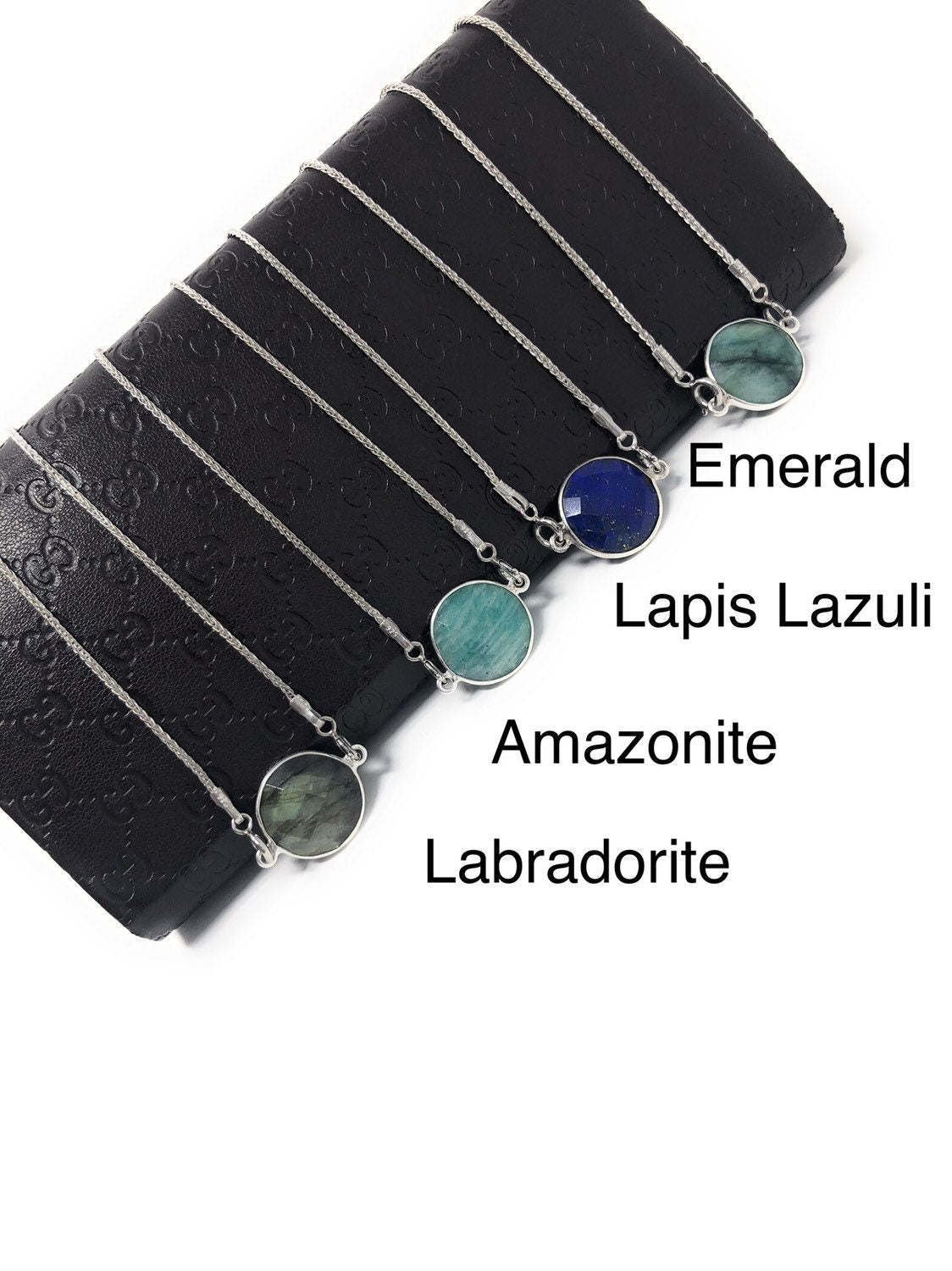 Genuine Gemstone Necklace; ESilver Minimalist Jewelry Layering Necklace Healing Jewelry Amazonite