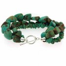 Genuine Green Turquoise Nugget and Chip Toggle Bracelet B4764TQ2