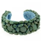 Genuine Green Turquoise Stone Flower Mosaic Wire Shape Bracelet B10041TQ3