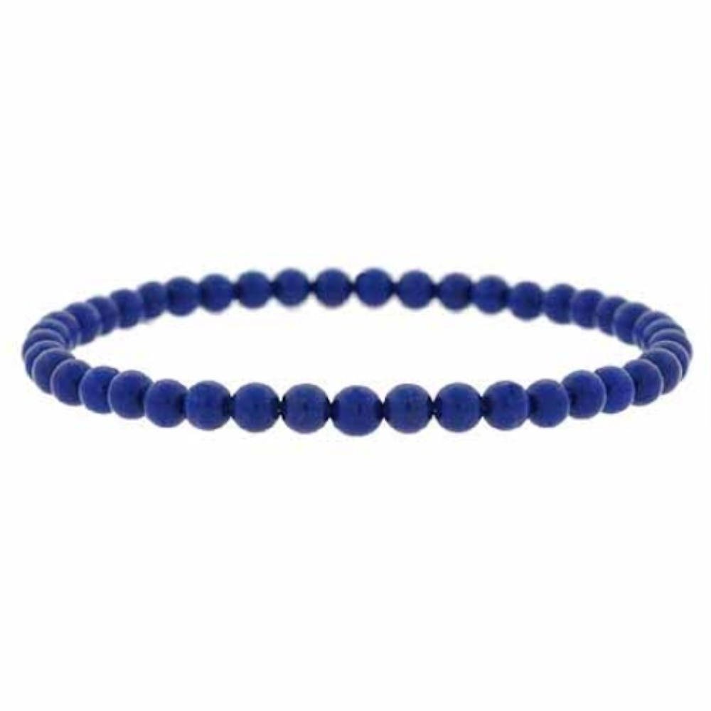 Genuine Lapis Stone 4mm Bead Beaded Stretch Bracelet B9076LP