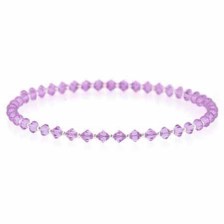 Genuine Purple Swarovski Elements and silver bead Choker Necklace N6057A