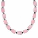 Genuine Rose Quartz Stone Silver Bali Bead Nugget Necklace N4523RQ