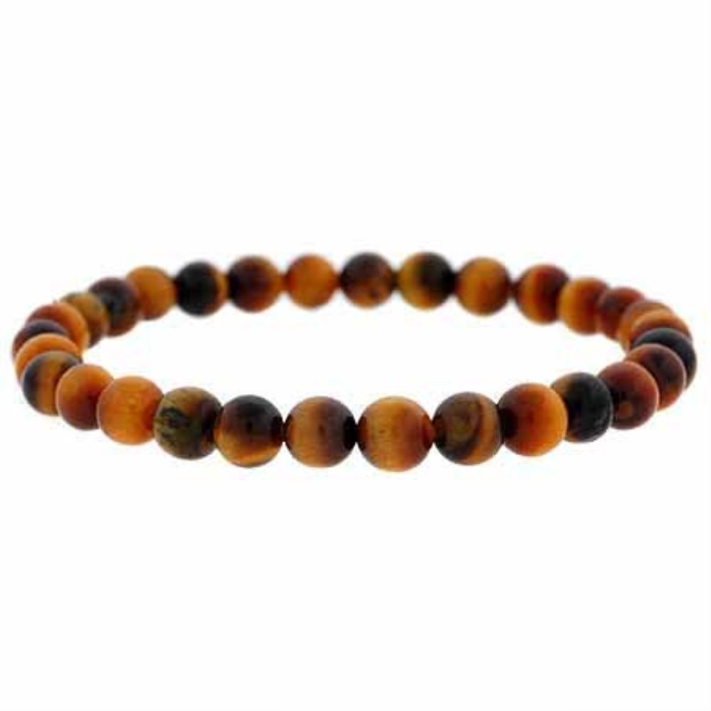 Genuine Tiger Eye Stone 6mm Bead Beaded Stretch Bracelet B9084TE