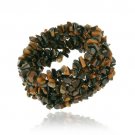 Genuine Tiger's Eye Chips Multi Row Bracelet B10462TE