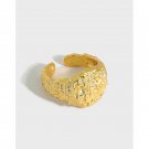 Geometry Irregular Beat Pattern 925 Sterling Silver Adjustable Ring Yellow Gold