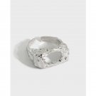 Geometry Irregular Hole 925 Sterling Silver Adjustable Ring Rhodium