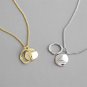 Geometry Irregular Round Circle 925 Sterling Silver Necklace Yellow Gold