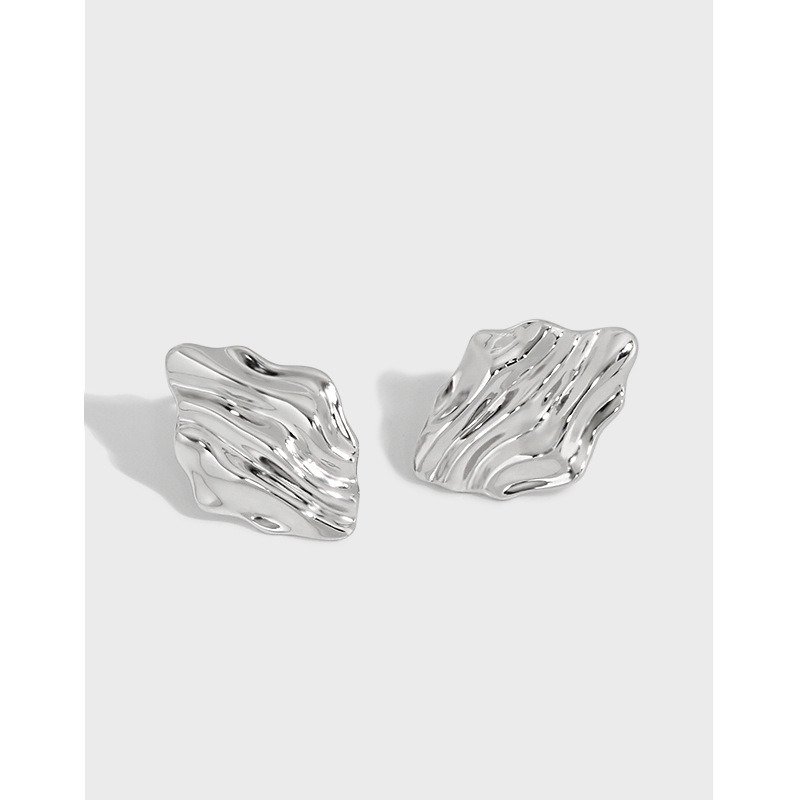 Geometry Irregular Stones Office 925 Sterling Silver Stud Earrings 14K Yellow Gold