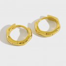 Geometry Irregular Wave 925 Sterling Silver Hoop Earrings Yellow Gold