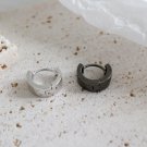 Geometry Mini Cirlce Black 925 Sterling Silver Hoop Earrings Rhodium