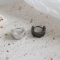 Geometry Mini Cirlce Black 925 Sterling Silver Hoop Earrings Rhodium