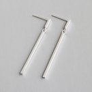 Geometry Simple Rectangle Stick 925 Sterling Silver Dangling Earrings Rhodium