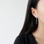 Geometry Simple Rectangle Stick 925 Sterling Silver Dangling Earrings Rhodium