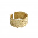 Gift Concave Convex 925 Sterling Silver Adjustable Wide Ring Yellow Gold