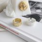 Gift Concave Convex 925 Sterling Silver Adjustable Wide Ring Yellow Gold