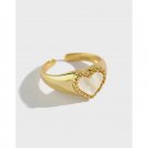 Girl Heart Mother of Shell 925 Sterling Silver Adjustable Ring Rhodium
