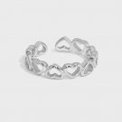 Girl Hollow Hearts Hot 925 Sterling Silver Adjustable Ring Yellow Gold